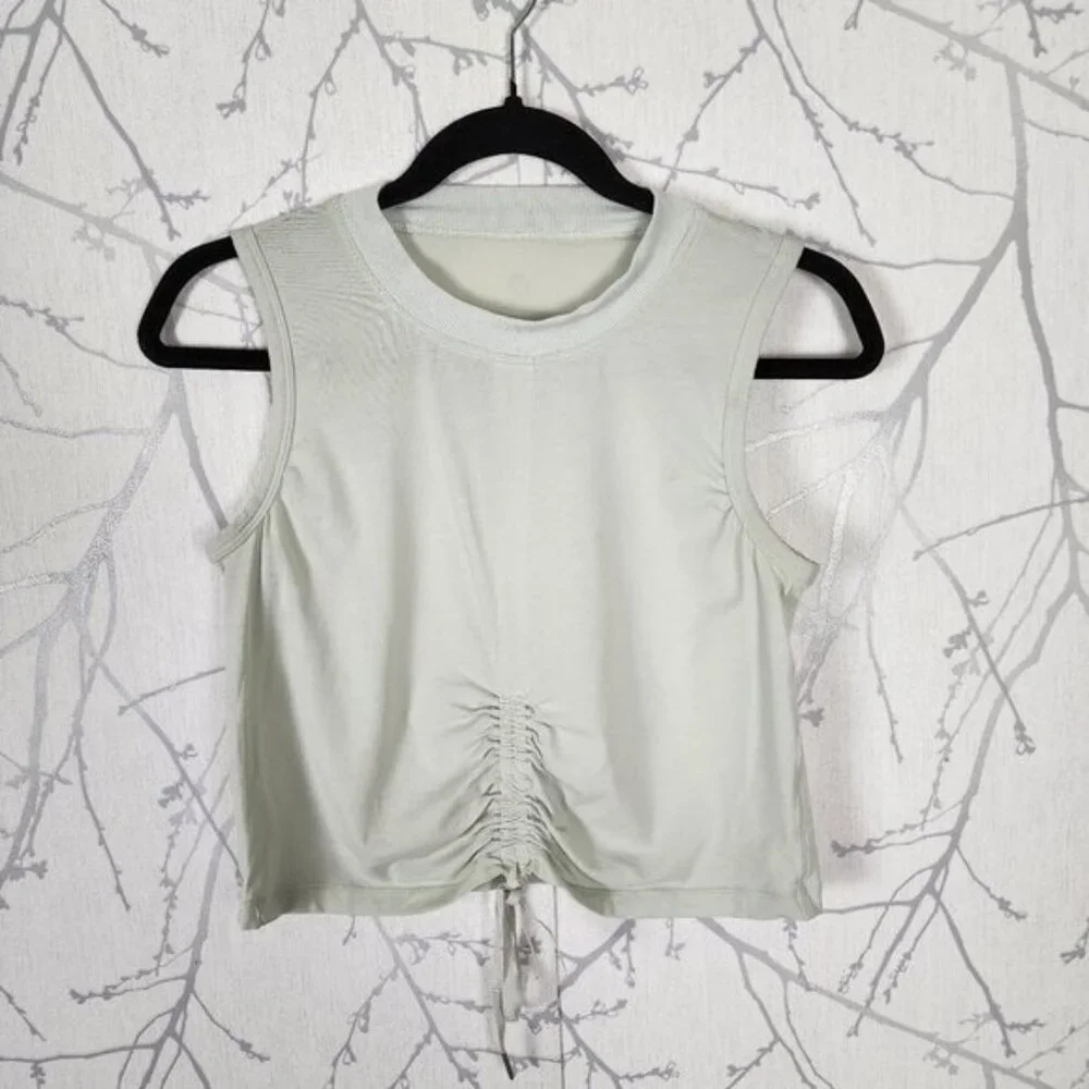 Lululemon Springtime Green Pima Cotton Cinch Me Up Front Tank - Picture 2 of 5